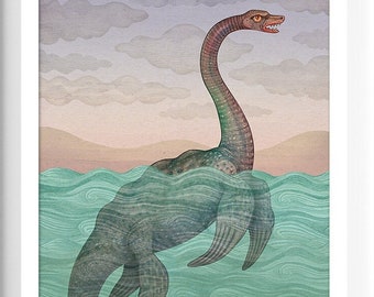 Nessie Art Print: Loch Ness Monster Cryptid Illustration