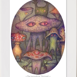 Fantasy Art Print: Whimsical Mushroom Folk Tale Illustration