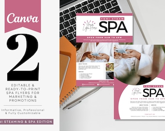 2 Yoni Steam Spa Flyer Templates Canva, V-Steam, Yoni Practitioner Business Download Printable Ready to Print, Yoni Spa Biz, sized 8" x 11"
