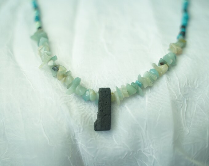 Cali Taste "Aqua Mary" Lavastone Beaded Necklace