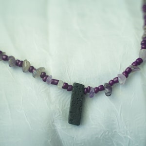 Cali Taste &quot;Q Crown&quot; Lava Stone Beaded Necklace
