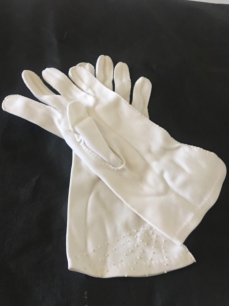 Beautiful embroidered white fabric gloves Etsy