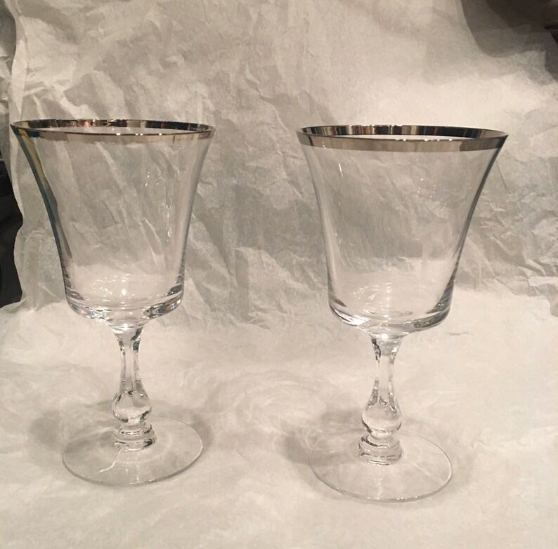 Fostoria Silver Rimmed Wine Glasses Etsy