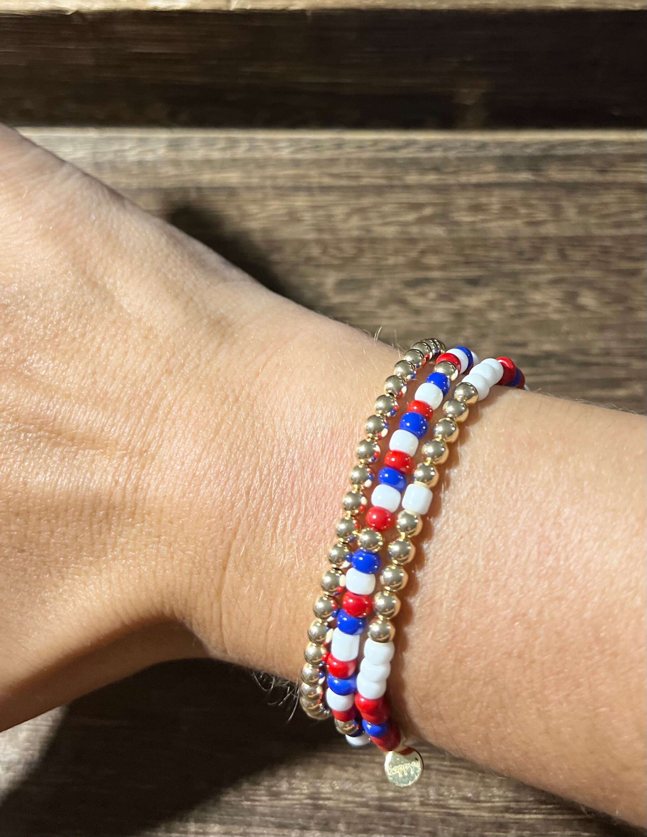 Bracciale con perline del quarto luglio / Braccialetto rosso, bianco e blu USA - Italia