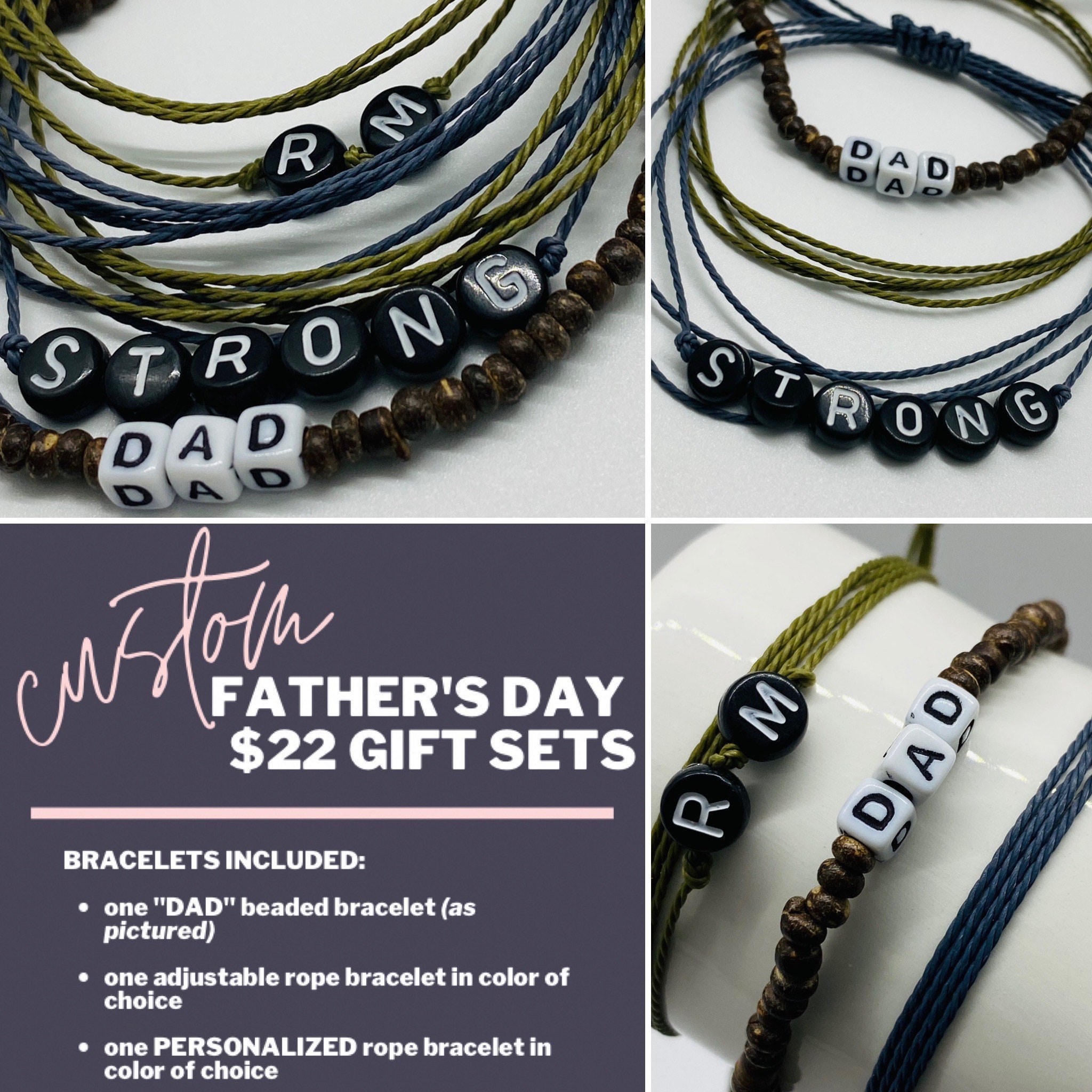 Custom Fathers Day bracelet set Etsy