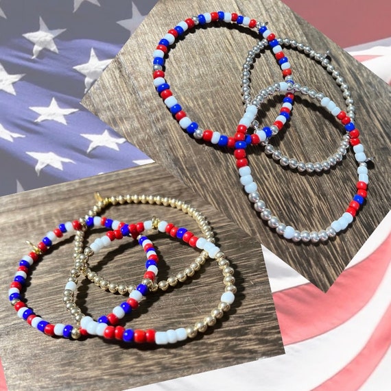 Set 4 Braccialetti Con Perline Per Il 4 Luglio – Rosso, Bianco E Blu, String Clay, Gioielli Patriottici Per Donne E Uomini, Regalo Festa Indipendenza - 2