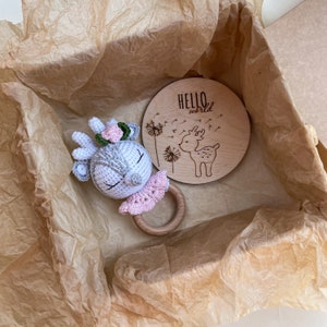 Deer baby girl gift box for pregnant sister, Deer rattle, Woodland baby shower gift image 5