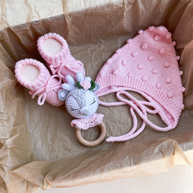 Deer baby girl gift box for pregnant sister, Deer rattle, Woodland baby shower gift image 6