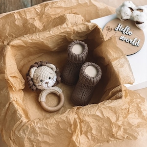 Lion gift box for pregnant sister, Safari lion baby shower gift, Neutral baby box for pregnant friend, Cheer up gift box for new mom