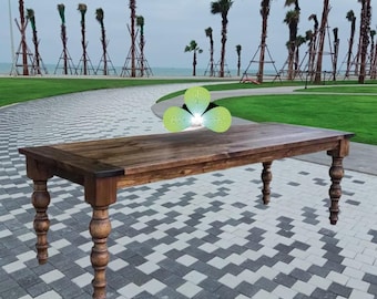 Solid Wood Dining Table – Turned Legs, Farmhouse Rustic Style - There are some minor errors