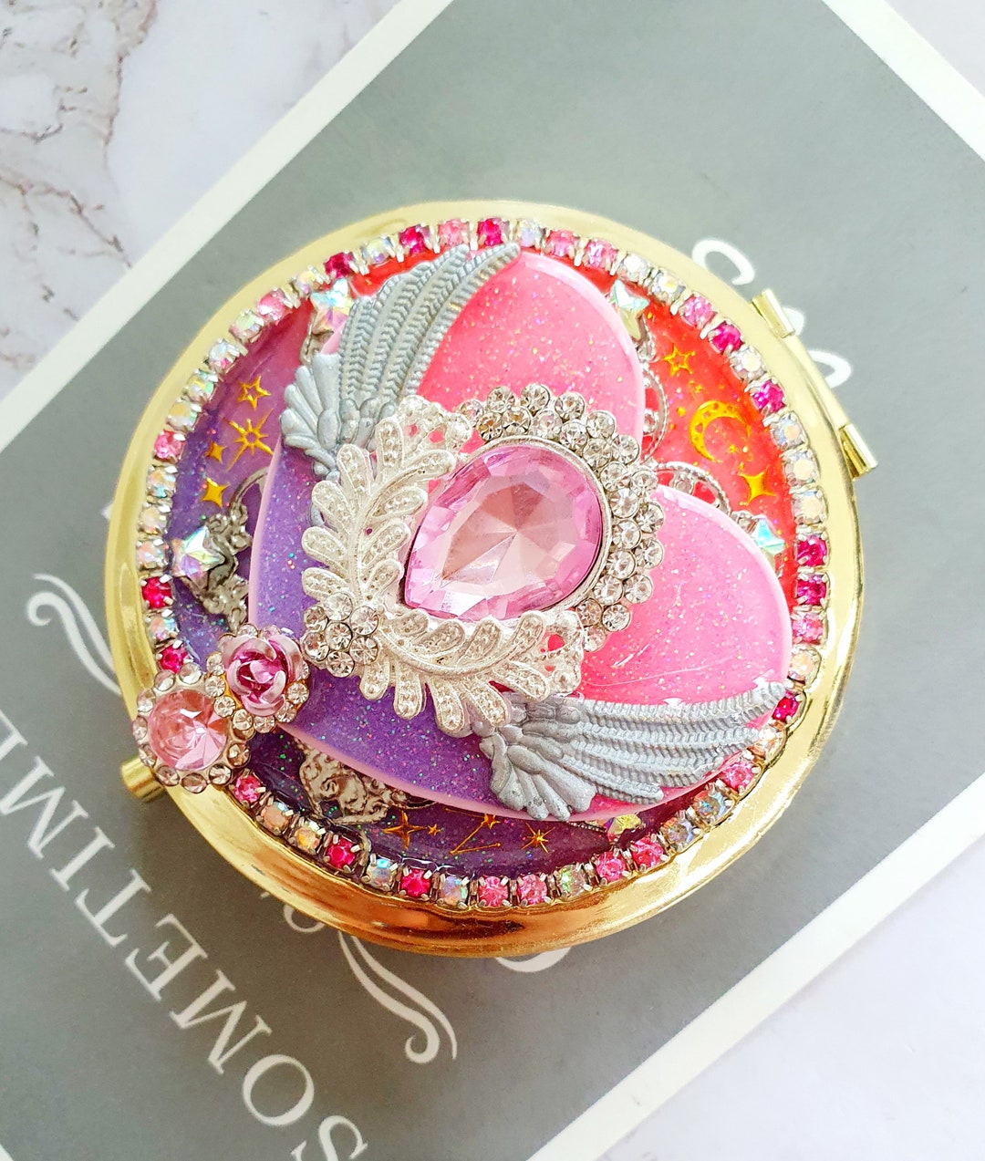 Jewel Resin Compact Mirror/ Compact Mirror / Resin Compact Etsy