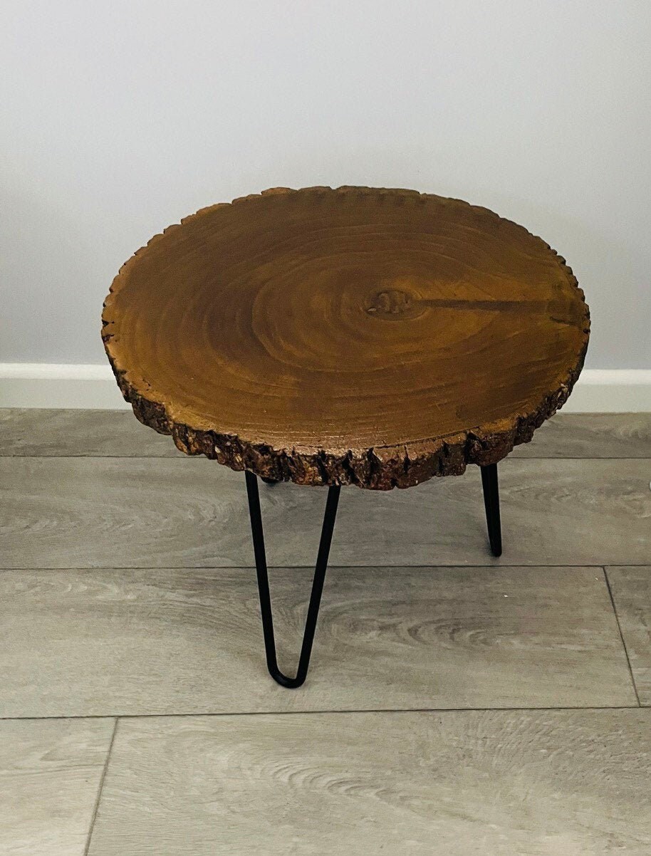 Rustic 16 Wood Slice Coffee Table Metal Legs Etsy
