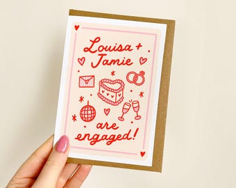 PERSONALISED Cute Engagement Card | Congratulations On Your Engagement, You're Engaged, Best Friend Engaged, Bestie, Daughter, Son | A6 Card