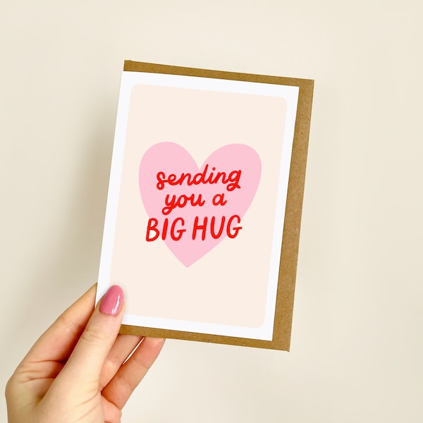 Sending You A Big Hug Card | Thinking Of You, Get Well Soon, Missing You, Long Distance, Sending Love | A6 Card