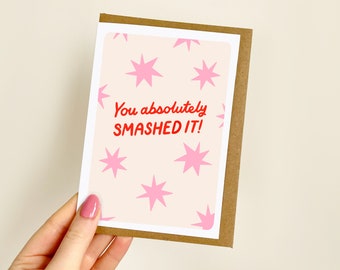 You Absolutely Smashed It Card - Red | Congratulations, Congrats, So Proud, You're Smashing It, Well Done, Smashed It Card | A6 Card