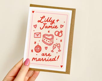 PERSONALISED Cute Married Card | Congratulations On Your Wedding, You're Married, Best Friend Married, Bestie Wedding, Daughter | A6 Card