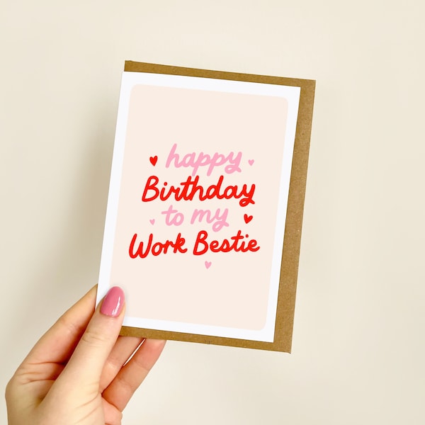 Happy Birthday To My Work Bestie Card -Red | Work Bestie Birthday Card, Work Best Friend Birthday, Friendship Card, Colleague Card | A6 Card