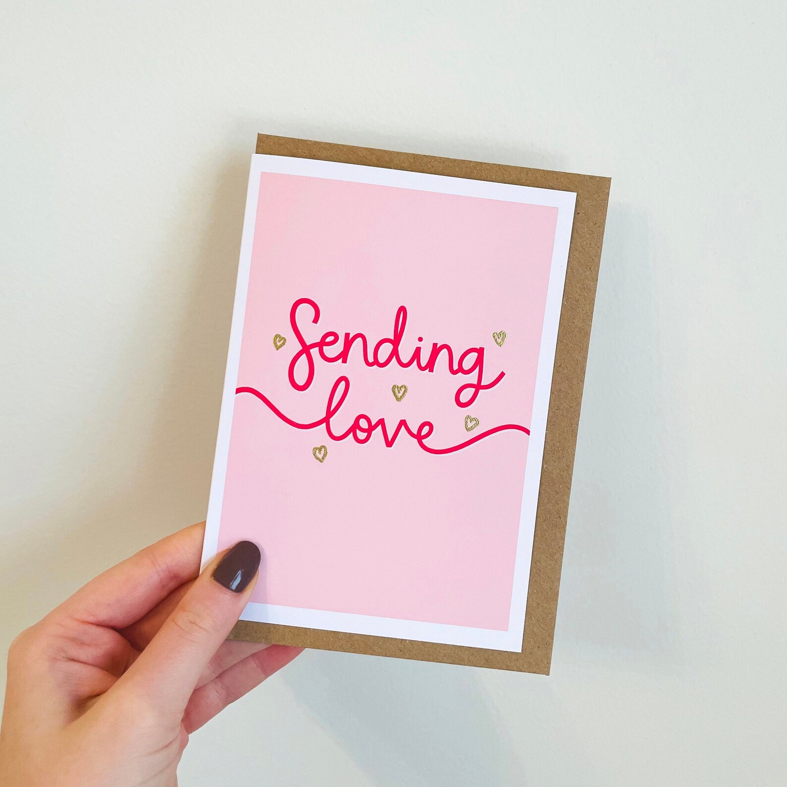 sending love card valentine's day card pink greetings etsy