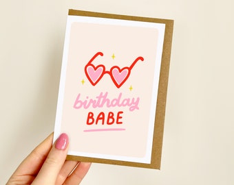 Birthday Babe Red Sunnies Card | Birthday Card for Her, Card for Her, Bestie Birthday Card, Best Friend Birthday Card | A6 Card