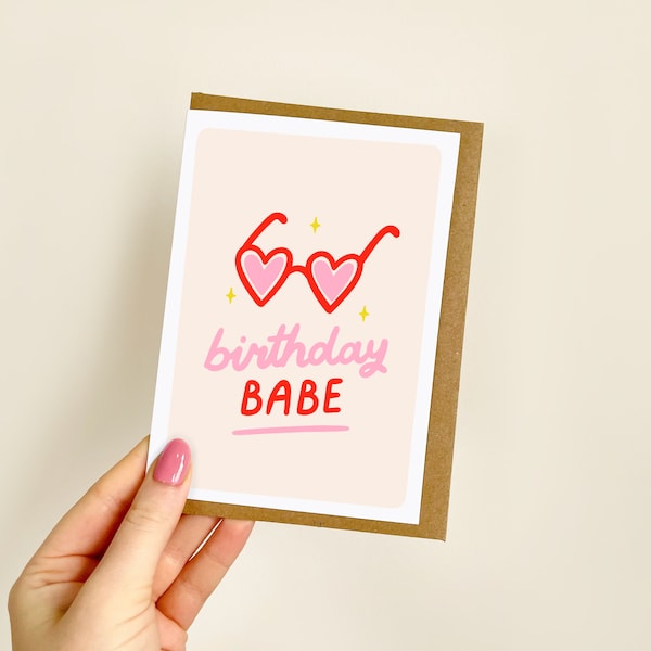 Birthday Babe Red Sunnies Card | Birthday Card for Her, Card for Her, Bestie Birthday Card, Best Friend Birthday Card | A6 Card