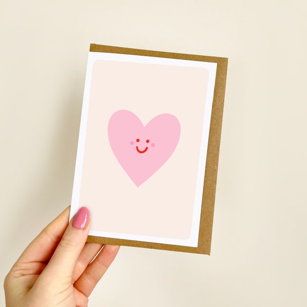 Cute Heart Card | Blank Card, Any Occassion Card, Card for Her, Congrats, Thank You, Miss You, Friendship Card, Love You Card | A6 Card