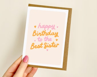 Happy Birthday To The Best Sister Card | Sister Birthday Card, Card for Sister, Sister Birthday Gift, Soul Sister | A6 Card