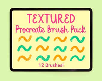 Textured Procreate Brush Pack | 12 Lettering Brushes for Procreate | Drawing, Pencil, Crayon Brushes | BW Illustrations Digital Download