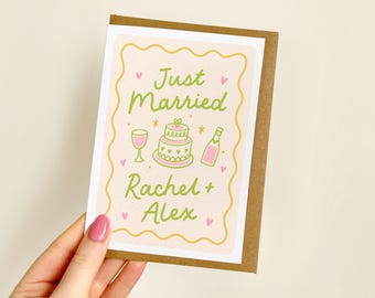 Tarjeta personalizada de recién casados / Felicitaciones por tu boda, ¡Estás casado/a!, ¡Tu mejor amigo/a se casó!, ¡Boda de tu mejor amiga! / Tarjeta A6