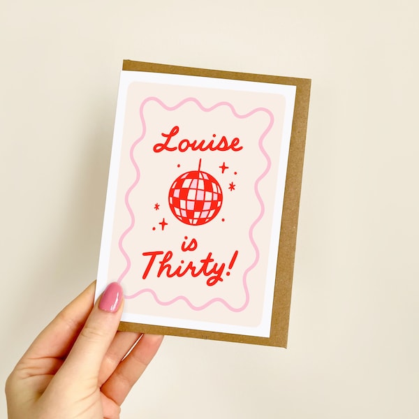 PERSONALISED Name Is Thirty Disco Ball Card | 30th Birthday Card For Her, Thirty Birthday Card, Bestie Card, Card for Friends 30th| A6 Card