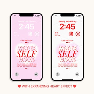 More Self Love Phone Wallpaper Bundle | Valentines Wallpaper, iOS Wallpapers, Positive Quotes, IOS 16, Digital Download | BW Illustrations