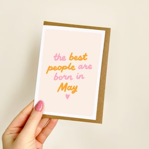 The Best People Are Born In May (Heart) Card | Birthday Month Card, May Birthday, Gemini Birthday, Taurus Birthday, For Her | A6 Card
