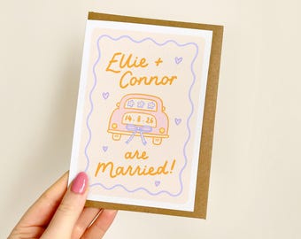 PERSONALISED Name & Date Married Card | Congrats On Your Wedding Day, You're Married, Bestie Got Married, Friend Wedding Gift | A6 Card