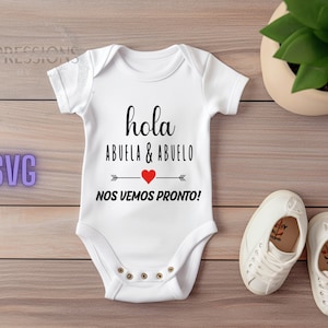 Hola abuelos SVG, Hallo grootouders in het Spaans, geboorteaankondiging Spaans digitaal ontwerp, baby cadeau-ideeën, citaten in het Spaans,bebes diseños