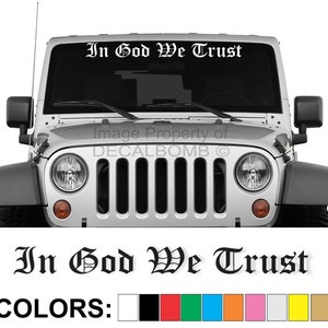 In God We Trust &quot;OE&quot; Windshield Decal Sticker Diesel Turbo Car Truck Jesus Old English