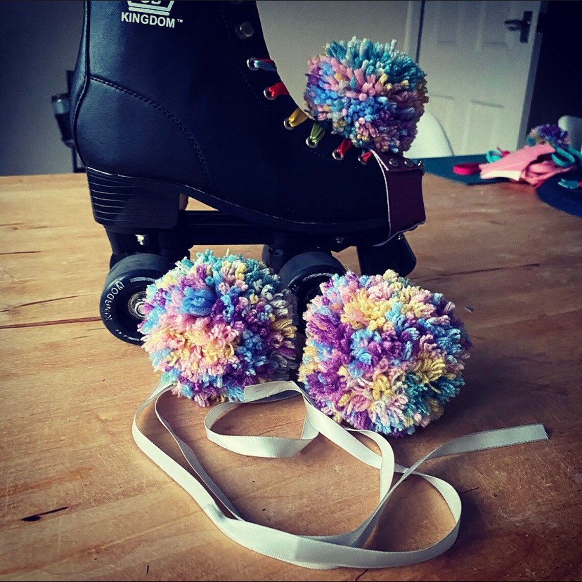 Roller Skate Pom Poms Various Colours Etsy