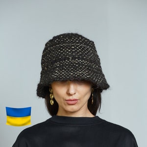 Unique handmade wool bucket hat, winter warm hat, cloche hat, Shipping from Europe