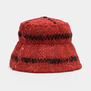 Wool Bucket Hat With Black Striped Pattern Chunky Knite Hat Womens Mens Wool Hat Unisex image 3