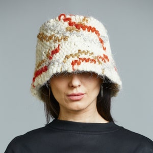 Bright Handmade Wool Bucket Hat Eco Friendly image 1