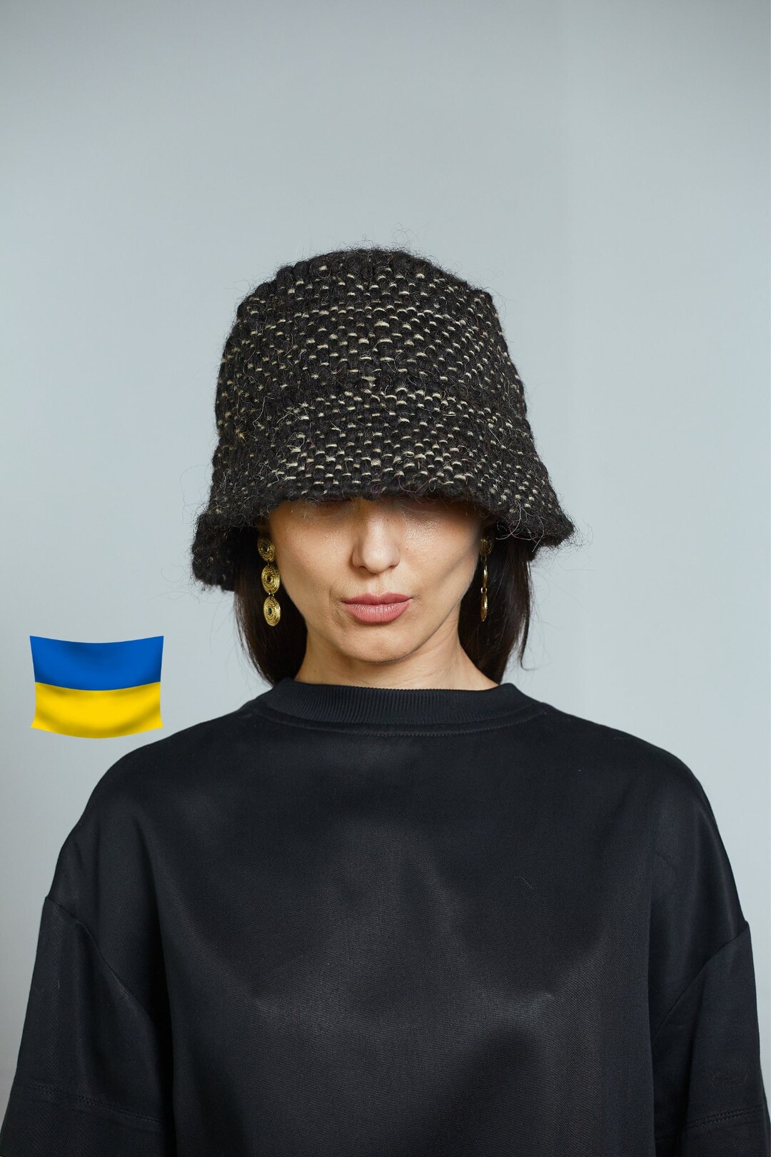Unique Handmade Wool Bucket Hat, Winter Warm Hat, Cloche Hat, Shipping
