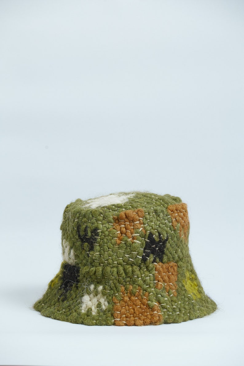 Green Hat Woolen Winter Bucket Hat Knitted Bucket Hat Eco Friendy image 10