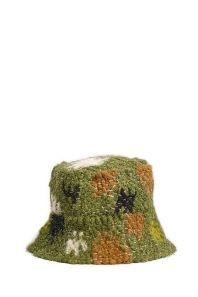 Green Hat Woolen Winter Bucket Hat Knitted Bucket Hat Eco Friendy image 7