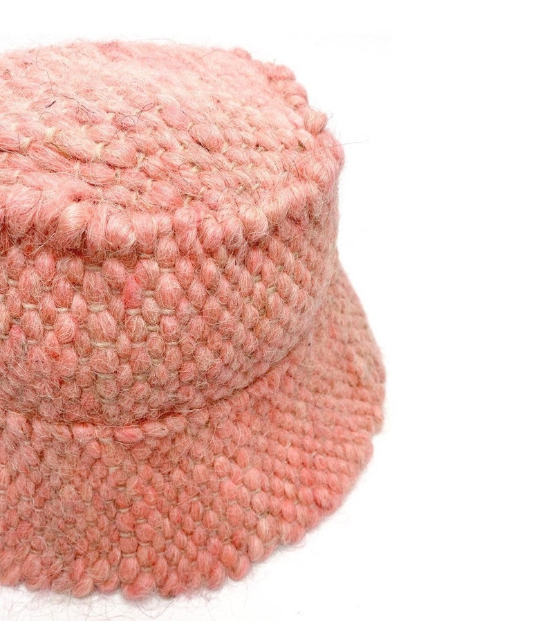 Dusty pink handmade fisherman hat bucket hat wool winter hat