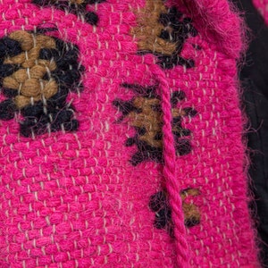 Winter wool coat, women's warm coat, Pink coat with leopard print and large hood. image 9