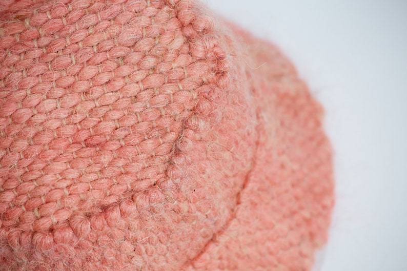 Dusty pink handmade fisherman hat bucket hat wool winter hat