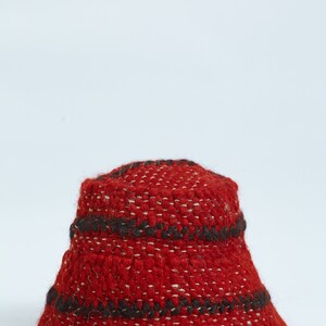 Wool Bucket Hat With Black Striped Pattern Chunky Knite Hat Womens Mens Wool Hat Unisex image 8