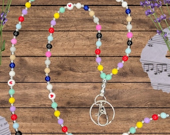 TS Eras Friendship Bracelet Inspired Lanyard - Now Includes ORANGE! - Custom Beaded Teacher Badge Holder