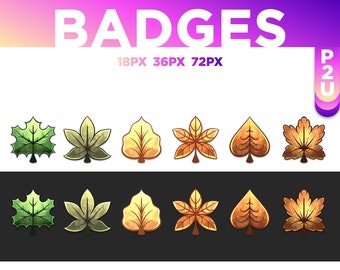 6 Feuilles d'automne  Sub - Bit Twitch Badges / Autumn / Fall