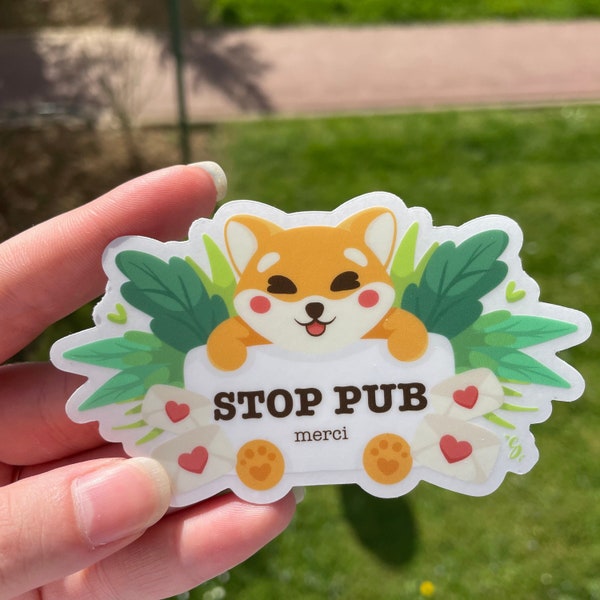 Sticker Shiba Stop Pub / Autocollant boîtes aux lettres