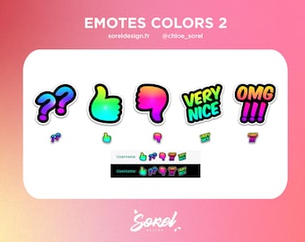 5 Emotes text / omg !!! / ?? / red inch / green thumb / very nice /