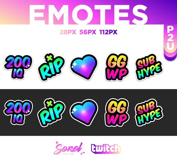 5 Text Emotes 200 IQ Love Ggwp Rip Sub Hype 